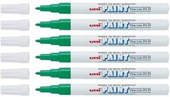Uni-Paint 63704 PX-21 Oil-Based Permanent Marker, Fine Line, Green, 6-Pack