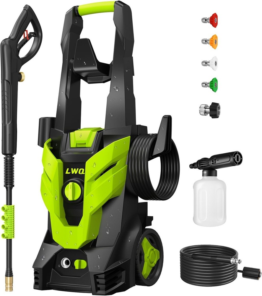 Electric Pressure Washer w/ 4 Quick Connect Nozzles & Foam Cannon Cleaner Kit