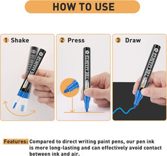 Tire Marker White Red Yellow Blue – 8 Pack Paint Pens for Car Tires Lettering, P