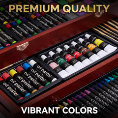 175 Piece Deluxe Art Set with 2 Drawing Pads, Acrylic Paints,Crayons,Colored Pe
