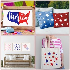9 Pcs 4th of July Stencils for Door Mats Reusable Welcome Templates Large Stenci