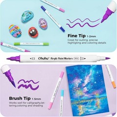Acrylic Paint Markers Dual Tips: 72 Colors Brush & Fine Paint Pens High Opaci…