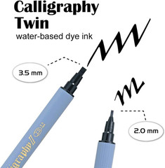 ZIG Calligraphy Marker Pens, 12 Colors Set, 2Mm & 3.5Mm Dual Tip Markers, for Wr