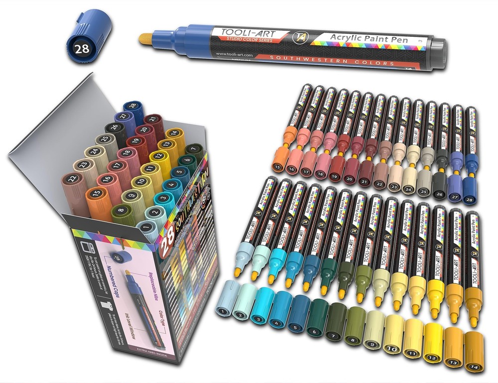 28 Southwestern Colors Acrylic Paint Pens Studio Color Series Markers Set 3mm…