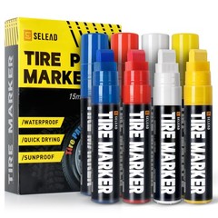 Tire Marker Paint Pens 8Pc White Red Yellow Blue 3-15mm Tip Waterproof Jumbo