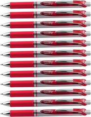 Retractable Gel Pens, 0.7mm Stainless Steel Tip, Red Ink – Pack of 12