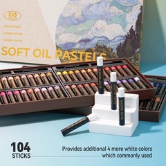 Vibrant 100 Oil Pastels Set + 4 White – Creamy, Pigmented for Blending & Shading