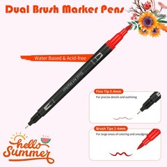K.CINE 60 Colors Dual Brush Marker Pens, 60 Count (Pack of 1), Black