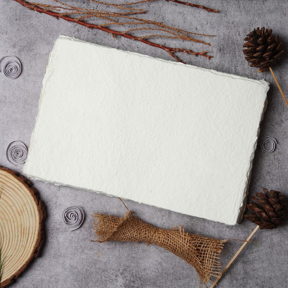 140lbs/300GSM Handmade Virgin Cotton Deckle Edges Watercolor Paper Pad 25 Sheets
