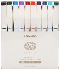 Sailor SHIKIORI Marker, 20 Colors Set (25-5400-000), White