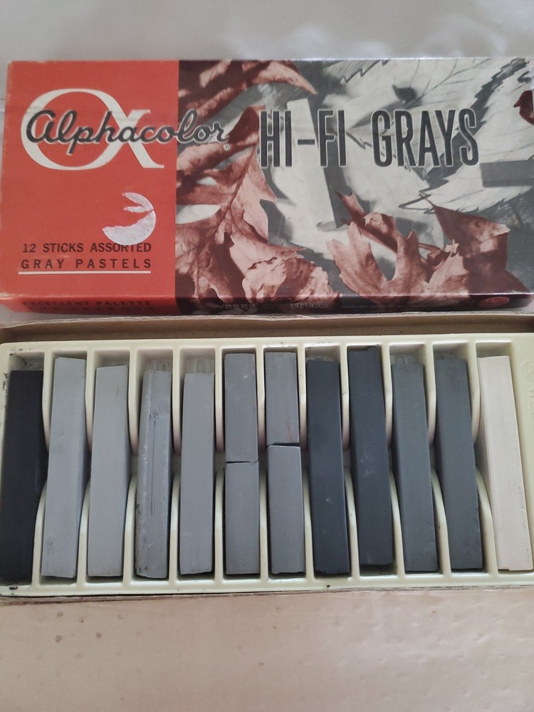 Vintage 12 Sticks Pastels Alphacolor Weber Costello Assorted Hi-Fi Gray Pastels