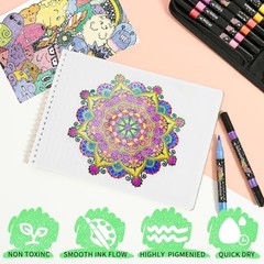 48 Colors Glitter Brush Markers,Pack Dual Tip Brush Glitter Marker for 24