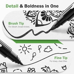 Fabric Markers, Dual-Tip Fabric Markers Permanent for Clothes, Non-Toxic Black