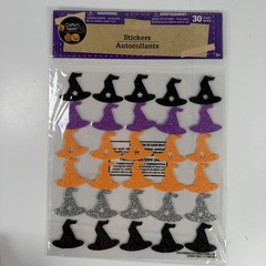 Crafter’s Square Halloween Witch Hat Glitter Foam Stickers 30 Count Craft Supply