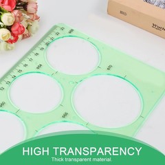 4PCS Circle Template, Plastic and Oval Measuring Clear Green