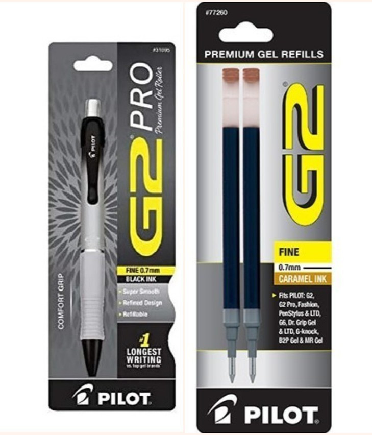 Pilot G2 Pro Gel Pen 0.7mm 1/PK Silver w/Caramel Ink Refills Office School Home