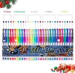 30 Colors Gel Pens Set Glitter Metallic Fine Point for Adult Coloring Book Art