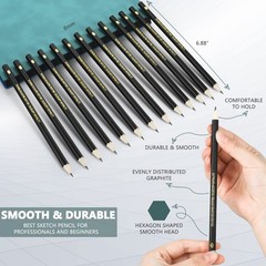 Drawing Pencils Set of 14 (B – 12B) Sketch Pencils for Drawing – Art Pencils …