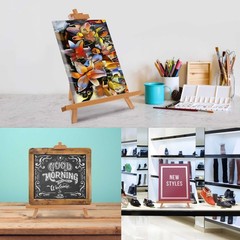 31″ Tabletop Folding A-Frame Artist Studio Easel, Beechwood Tripod Display Stand