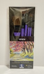 Viswin 10-Piece Watercolor Paint Brush Set High-Grade Animal Hair Purple Handle