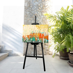 Adjustable Black Wooden Art Easel for Canvas, Weddings, and Drawing – 43