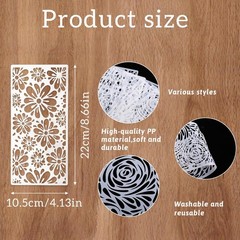 16 Pcs Stencils for Crafts Reusable Painting 22×10.5cm, white