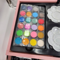 145pc Deluxe Mixed Media Art Set Pink Wooden Case READ DESCRIPTION DAMAGE Case