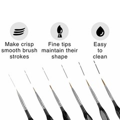 6Pcs Extra Fine Detail Watercolour Painting Acrylic Miniature Paint Brushes