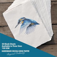 Wanderings Handmade A4 Cream Mixed Media Paper with Deckle Edge – 8.3″ X 11.7″ –