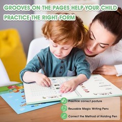 Innovative 5-Pack Calligraphy Copybook for Kids – Includes Wooden Tracing Board