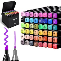 48 Colors Alcohol Markers Set – Dual Tip Fine & Chisel Art Markers for Drawing &
