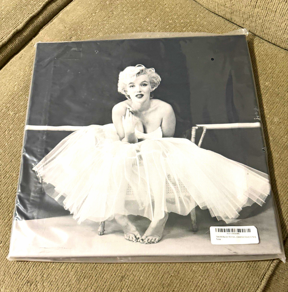 Black & White Woman in White Dress Photo Print Stretched Canvas Wall Art