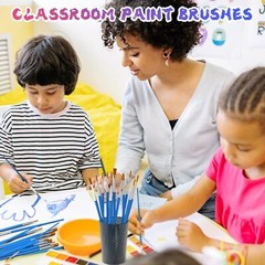 Paint Brushes Set for Acrylic Painting, 50 Pcs Flat and 50 100-MIX, Blue