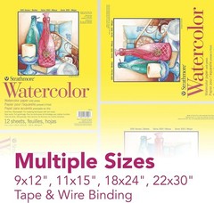 300 Series Watercolor Paper Pad, Tape Bound, 9×12 inches, 12 Sheets