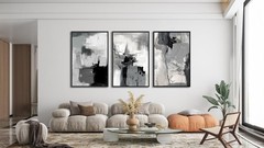 Large Framed Canvas Wall Art – Retro Grey Graffiti Pictures for Living Room R…