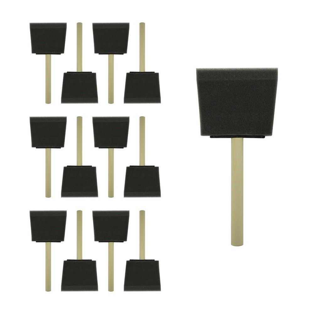 Foam Paint Brushes 3 Inch 12 Pcs High Density Applicator For Crafts Staining DIY