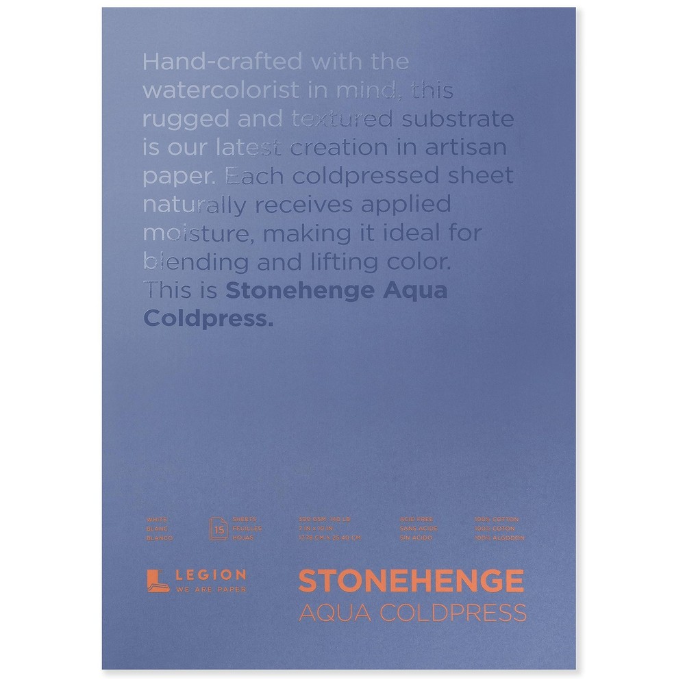 Stonehenge Aqua 7×10 Coldpress Watercolor Paper Block 100 Percent Cotton 300gsm