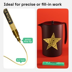 2 Gold Acrylic Paint Markers – 0.7mm Extra Fine-Tip Metallic Paint Pens – Per…
