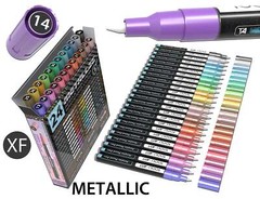 24 Metallic Acrylic Paint Pens Special Color Series Markers 0.7mm (EXTRA FINE)