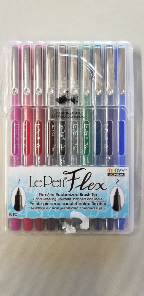 MARVY UCHIDA LePen Japan Premium Flex Brush Tip Marker Set – Primary 10 Colors