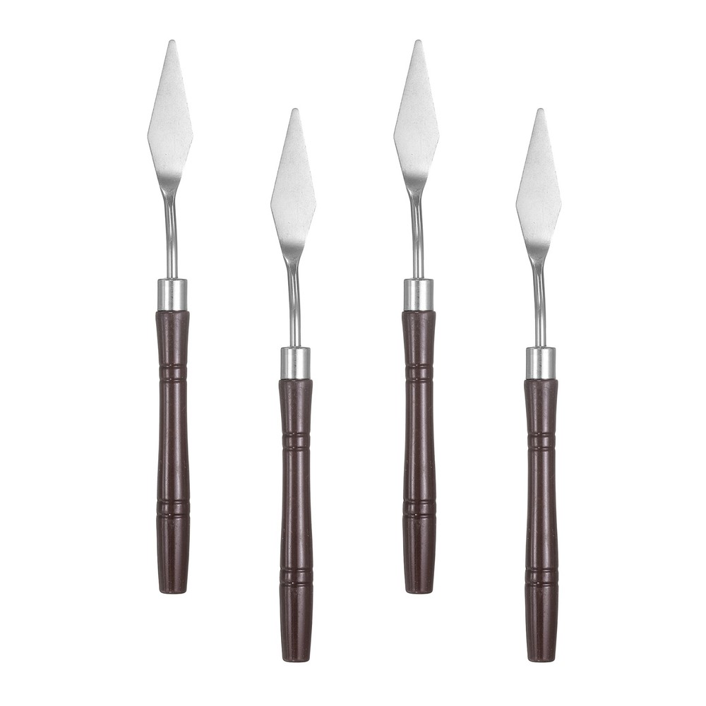 4pcs Painting Palette Knife 6.89″ Pointed Stainless Steel Blade, Red