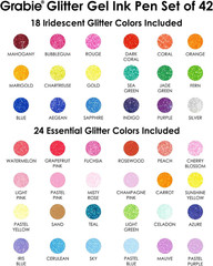 Grabie 42 Glitter Gel Pen Set, 18 Iridescent24 Essential Color Pens, Smooth R…