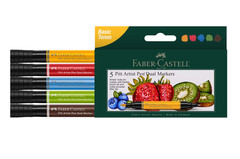 Faber-Castell Basic Tones Pitt Artist Pen Dual Markers, 5ct