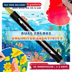 TANMIT 56 Colors Acrylic Paint Markers, 26 Pack Dual-Color Acrylic Paint Pens Ma