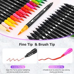 Caliart 34 Double Tip Brush Pens Art Markers, 1 Count (Pack of 34), 34 colors