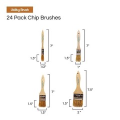 Chip Paint Brushes – 24-Pack Chip Brushes in Assorted Sizes for Paints, Stains