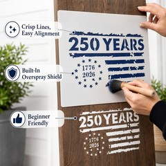 USA 250 Years Stencils (4-Pack) – Large & Small Sizes for 1×12 Porch Signs & …