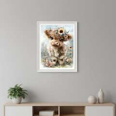 Diamond Painting Kits for Adults, Highland Cow 5D Diamond Art Kits Full Drill Di