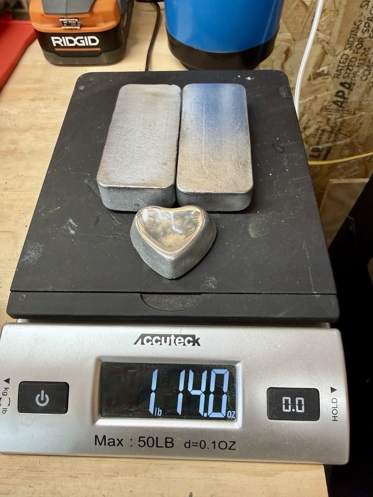 ZAMACK 3 Handmade Zinc Alloy Ingots for casting, jewelry making. 1 lb 14 oz.