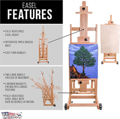 Master Multi-Function Studio Artist Wooden Floor Easel – Large Adjustable H-Fram